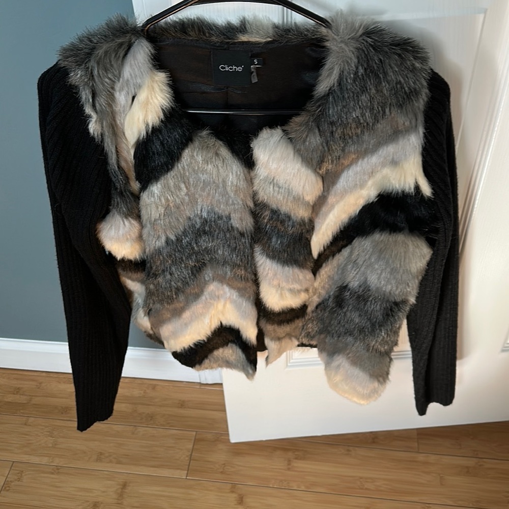 Only wore once faux fur jacket
